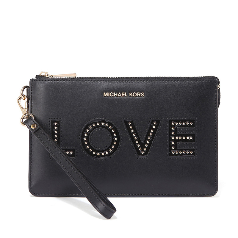 商品Michael Kors|Michael Kors 迈克高仕 黑色牛皮英文女士手拿包 32H7GFDW2O-BLACK,价格¥587,第1张图片