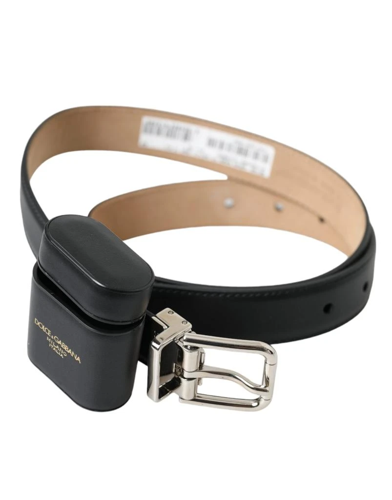 商品Dolce & Gabbana|Black Leather Airpods Case Silver Buckle Belt,价格¥1958,第1张图片