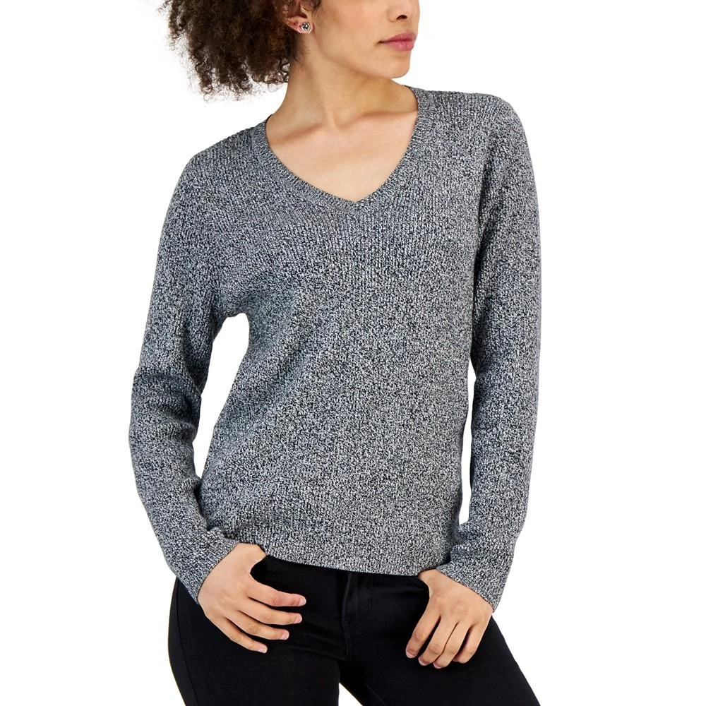 商品Karen Scott|Women's V-Neck Ribbed Sweater, Created for Macy's,价格¥65,第1张图片