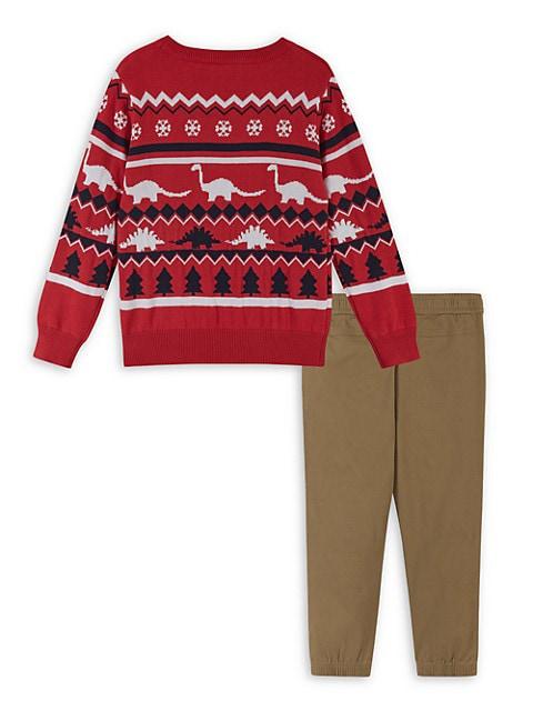 Little Boy's & Boy's Jacquard Holiday Sweater & Pants Set商品第2张图片规格展示