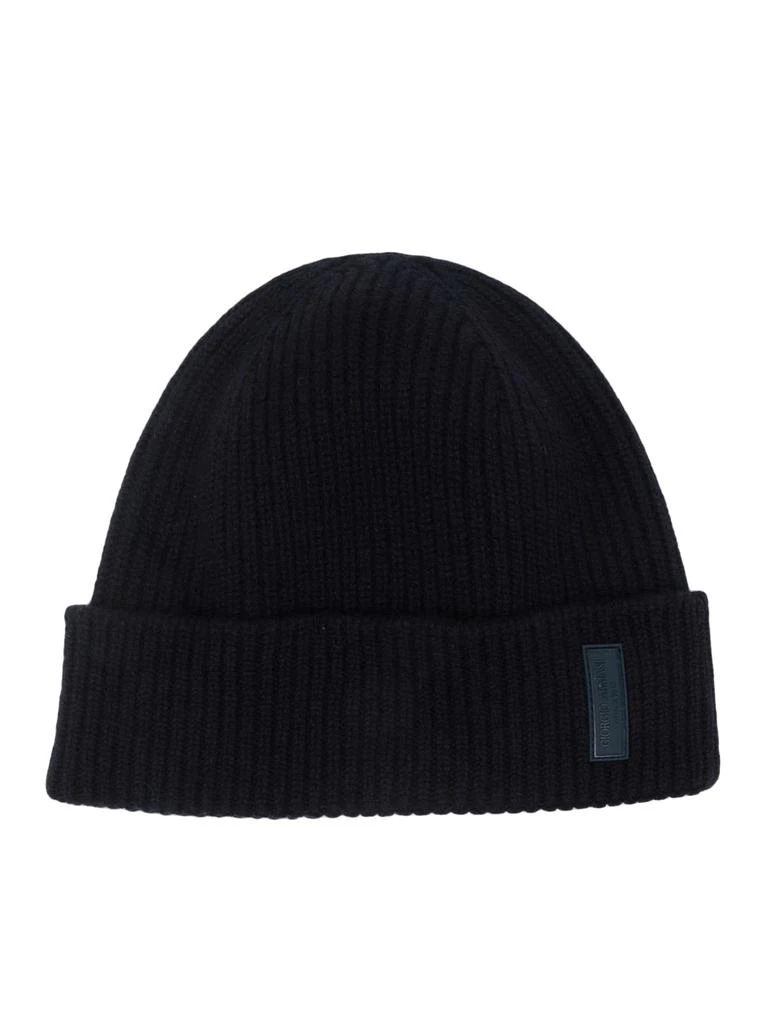 商品Giorgio Armani|logo-patch cashmere-knit beanie,价格¥1874,第1张图片