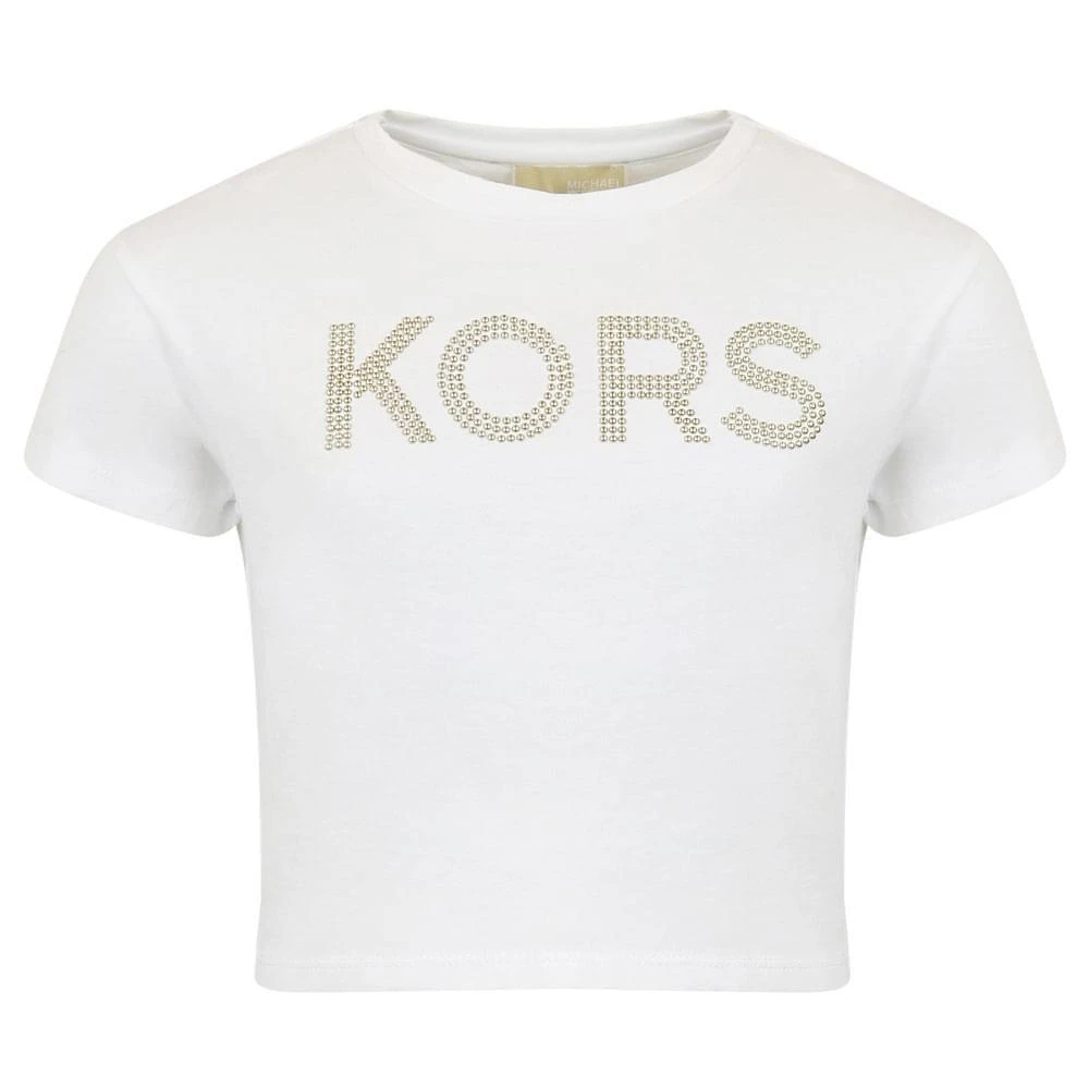 商品Michael Kors|White Short Sleeve Cropped Logo T Shirt,价格¥156,第1张图片