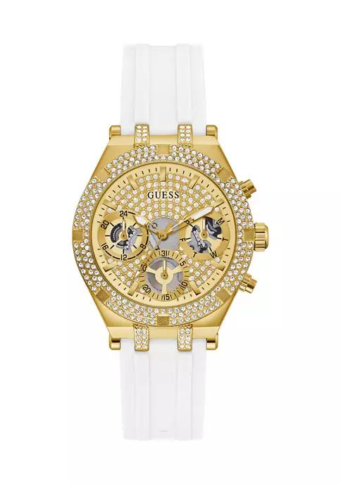 Gold Tone White Silicone Watch商品第1张图片规格展示
