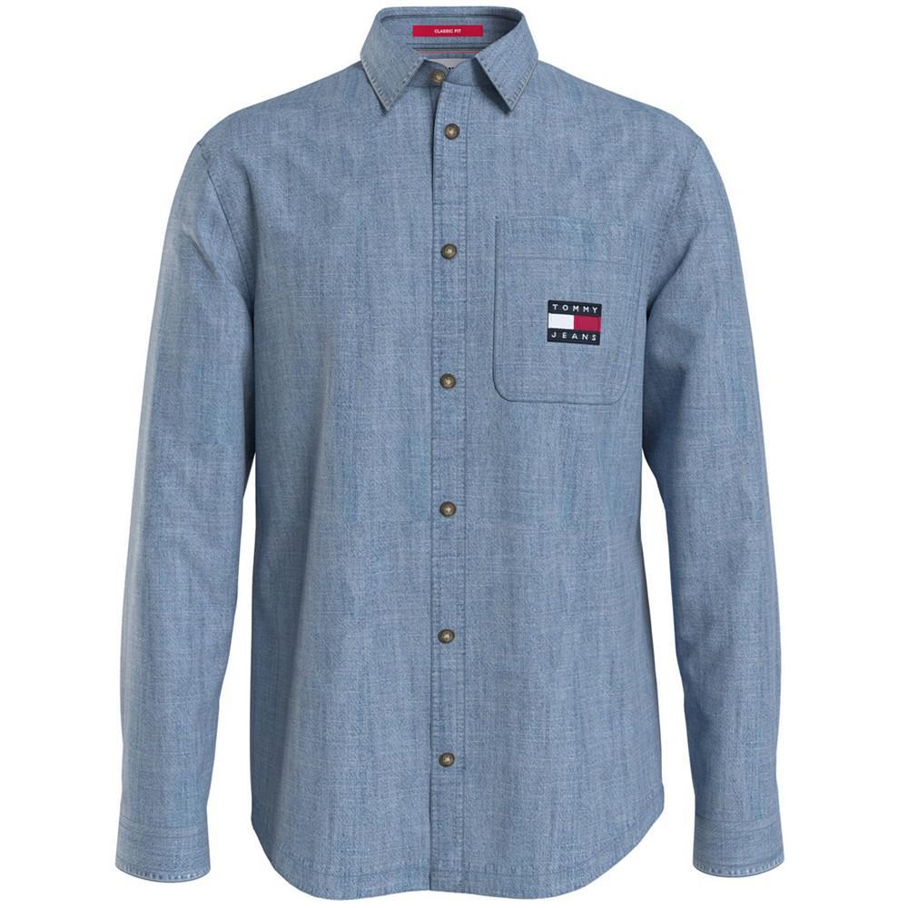 商品Tommy Hilfiger|Men's Chambray Badge Logo Long Sleeve Shirt,价格¥481,第1张图片