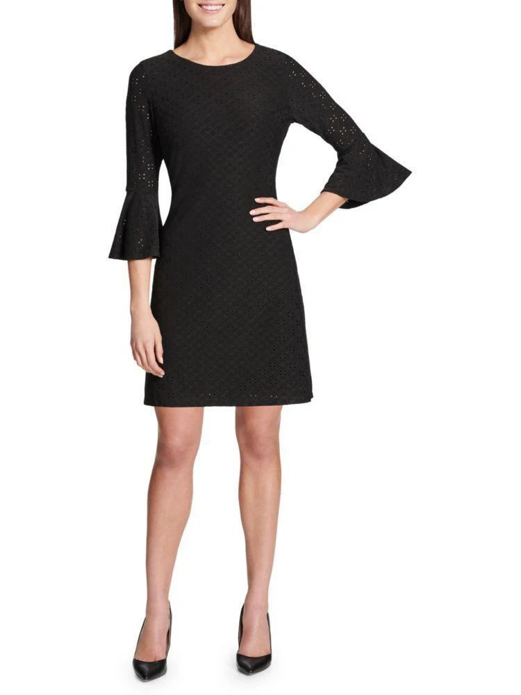 商品Tommy Hilfiger|Tommy Hilfiger Eyelet Stretch Bell-Sleeve Dress,价格¥554,第1张图片
