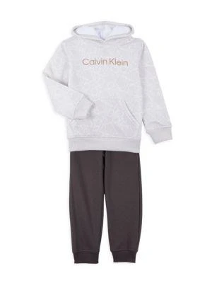 商品Calvin Klein|Little Boy’s 2-Piece Logo Hoodie & Joggers Set,价格¥151,第1张图片