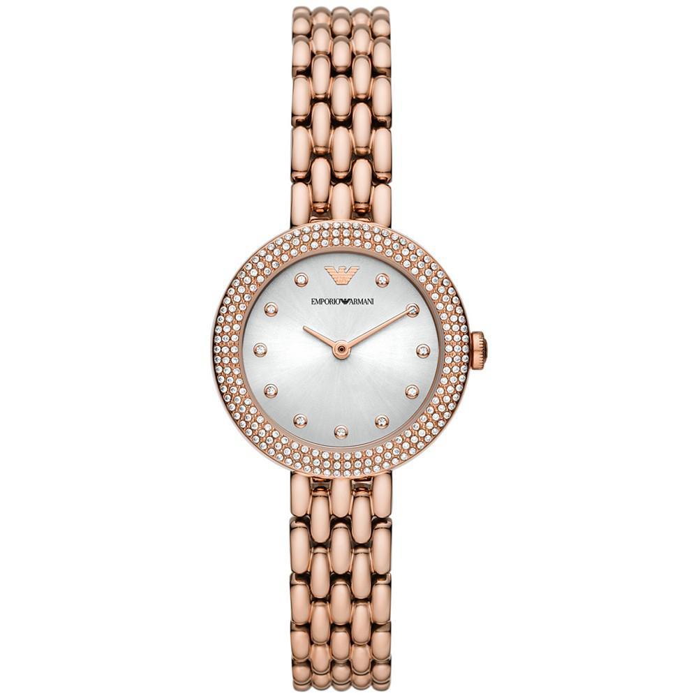 商品Emporio Armani|Women's Rose Gold-Tone Stainless Steel Bracelet Watch 30mm,价格¥2714,第1张图片