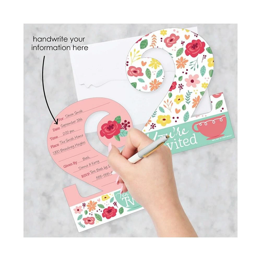 商品Big Dot of Happiness|2nd Birthday Tea for Two - Shaped Fill-in Invitations with Envelopes - 12 Ct,价格¥127,第2张图片详细描述