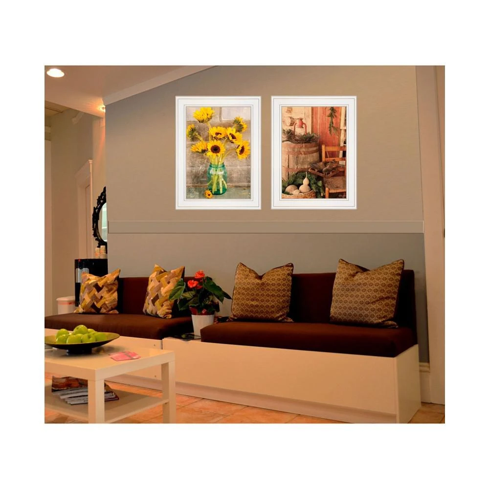 商品Trendy Décor 4U|Vintage-Like Country Sunflowers 2-Piece Vignette by Anthony Smith, White Frame, 19" x 15",价格¥1191,第2张图片详细描述