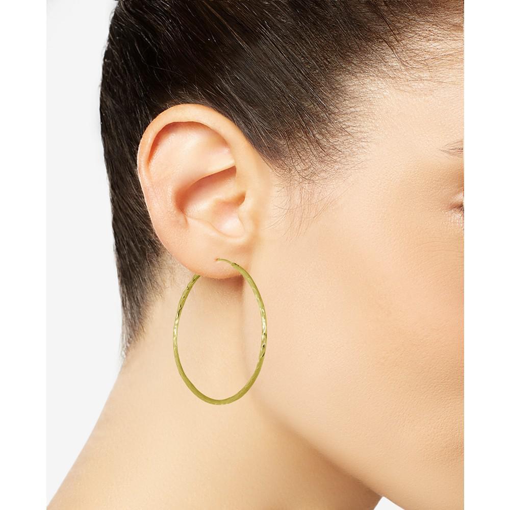 商品Essentials|And Now This Medium Textured Endless Hoop Earrings, 2" in Silver or Gold Plate,价格¥74-¥93,第4张图片详细描述