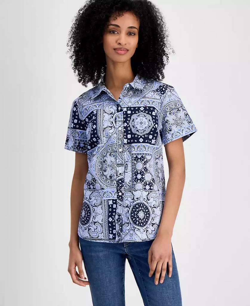 商品Tommy Hilfiger|Women's Striped Cotton Camp Shirt,价格¥267,第1张图片