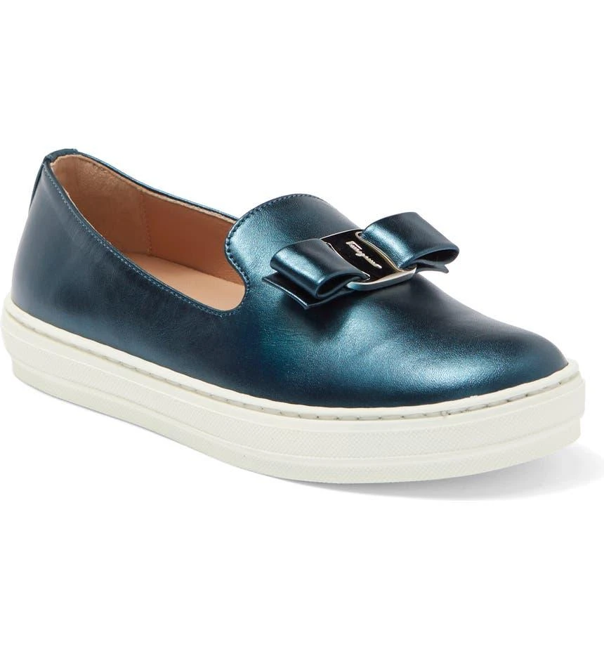 商品Salvatore Ferragamo|Kids' Novello Metallic Leather Slip-On Sneaker,价格¥574,第1张图片
