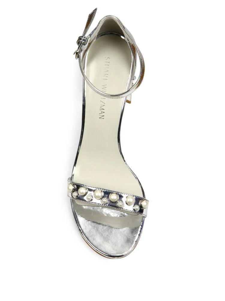 商品Stuart Weitzman|Morepearls Studded Metallic Ankle Strap Sandals,价格¥1180,第4张图片详细描述