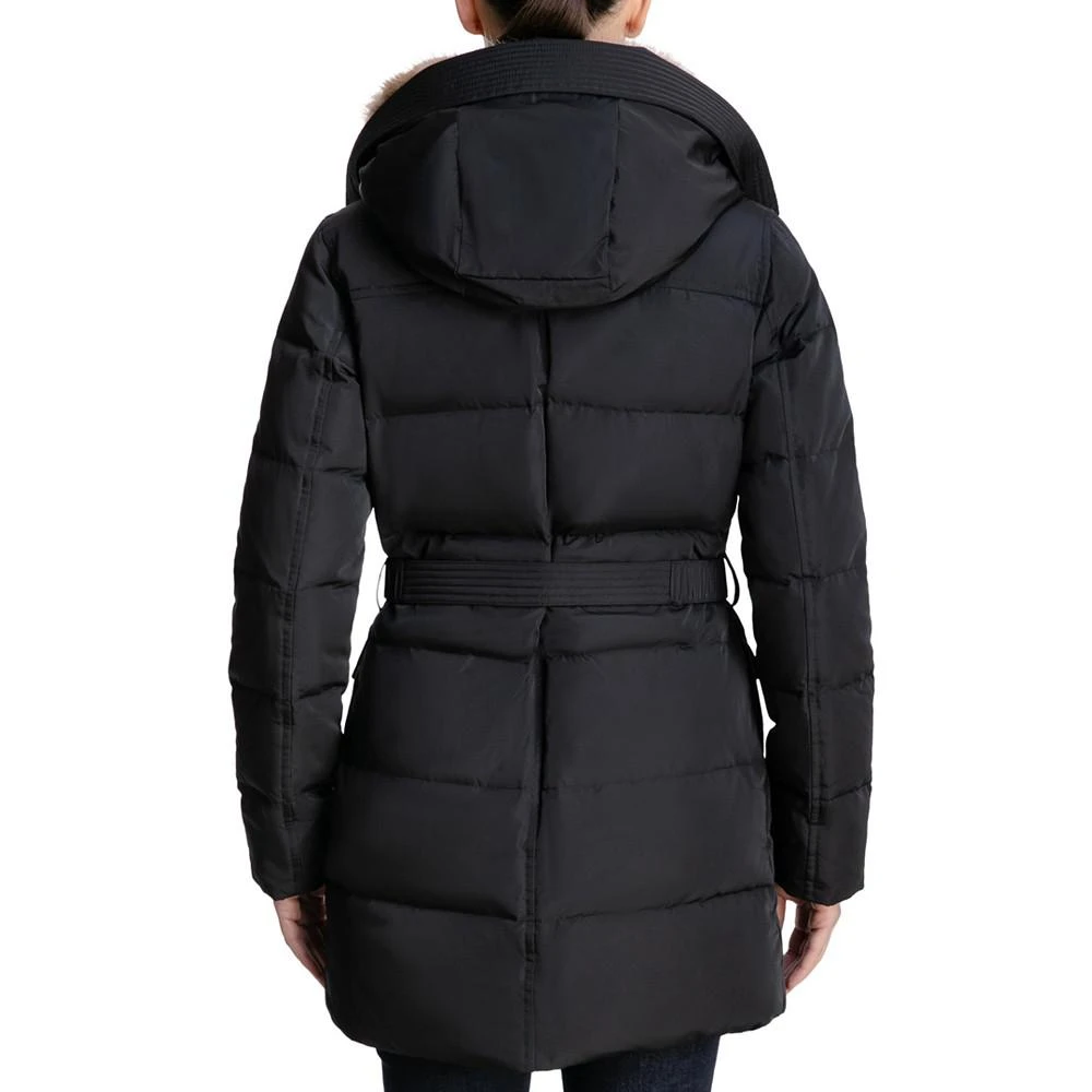 商品Michael Kors|Petite Belted Faux-Fur-Collar Down Puffer Coat, Created for Macy's,价格¥867,第2张图片详细描述