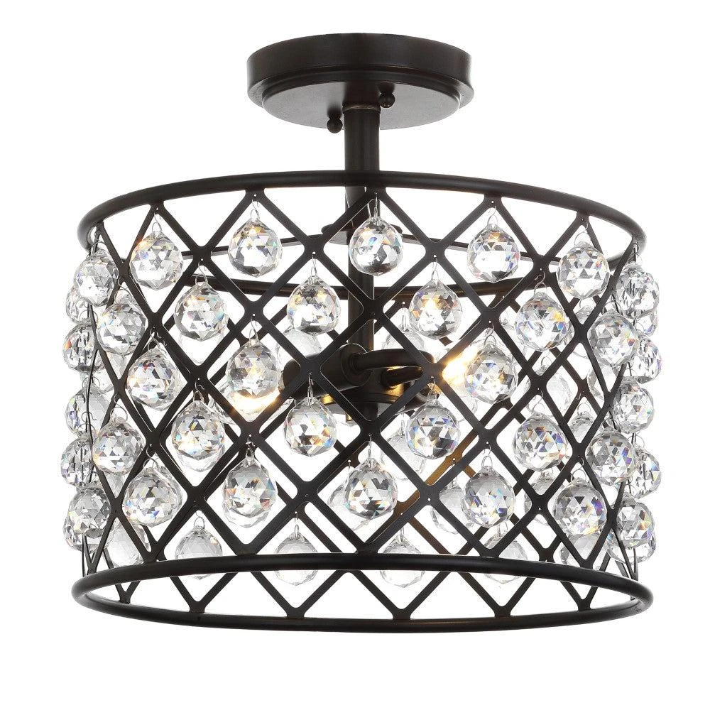 商品JONATHAN Y|Gabrielle 14.5" Crystal/Metal LED Semi-Flush Mount,价格¥1452,第2张图片详细描述