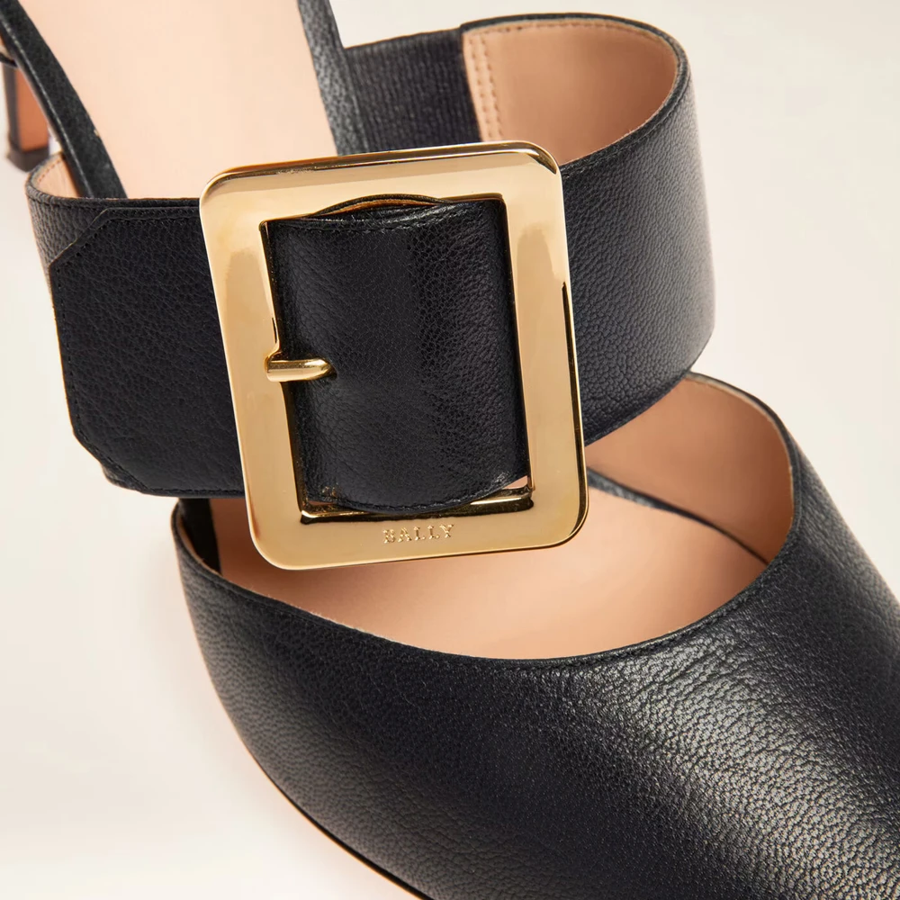 BALLY 女士黑色羊皮交叉扣带浅口高跟鞋 6238161 商品