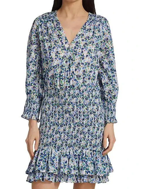 商品VERONICA BEARD|Darrah Floral Smocked Dress,价格¥3718,第3张图片详细描述