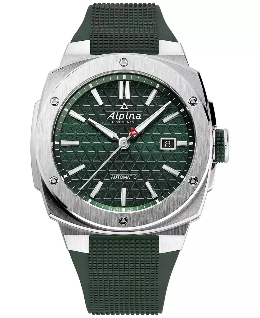 商品Alpina|Men's Swiss Automatic Alpiner Green Rubber Strap Watch 41mm,价格¥14161,第1张图片