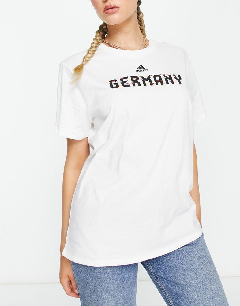 adidas Football Germany World Cup 2022 logo t-shirt in white商品第2张图片规格展示