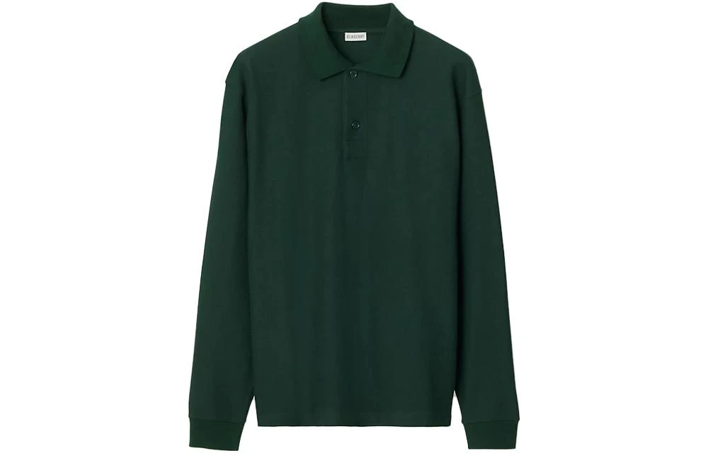 商品[国内直发] Burberry|博柏利 纯色正满纽扣休闲长袖Polo衫 男款 绿色,价格¥1234,第1张图片