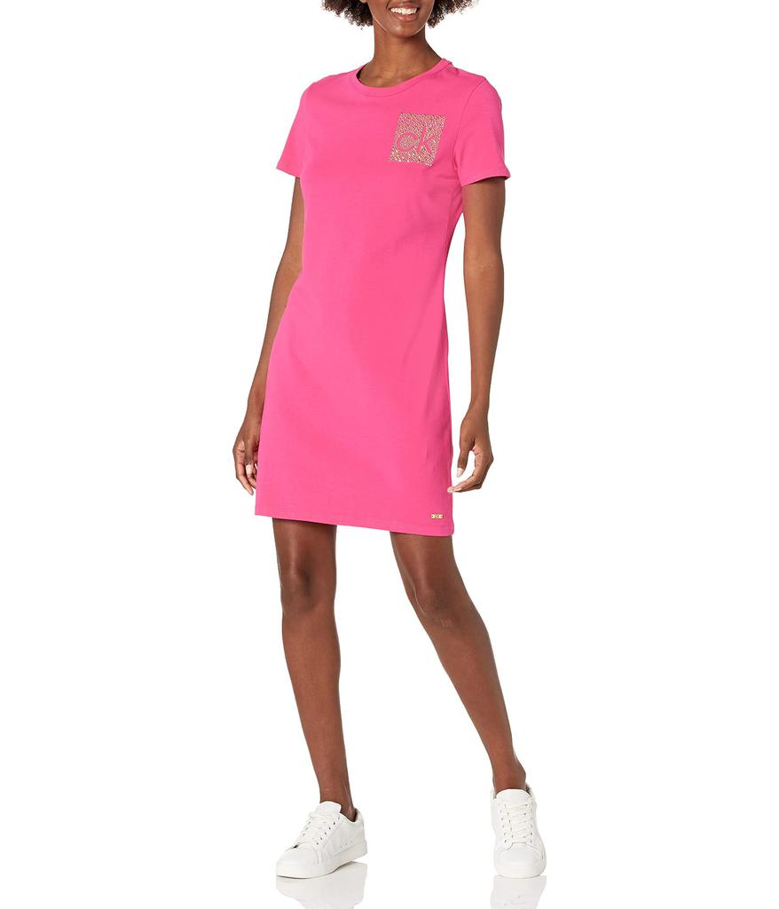 Women's Short Sleeve T-Shirt Dress with Ck Logo商品第1张图片规格展示