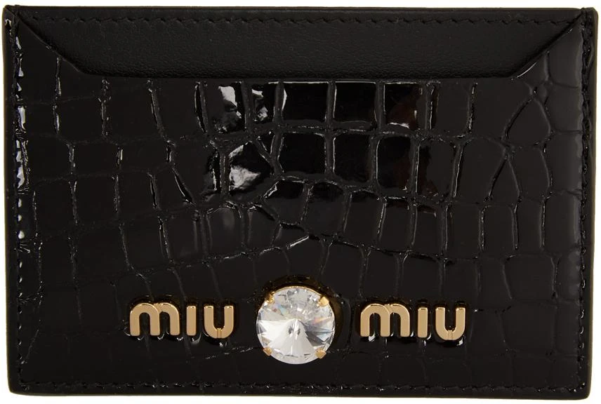 商品Miu Miu|Black Matelassé Leather Card Holder,价格¥1871,第1张图片