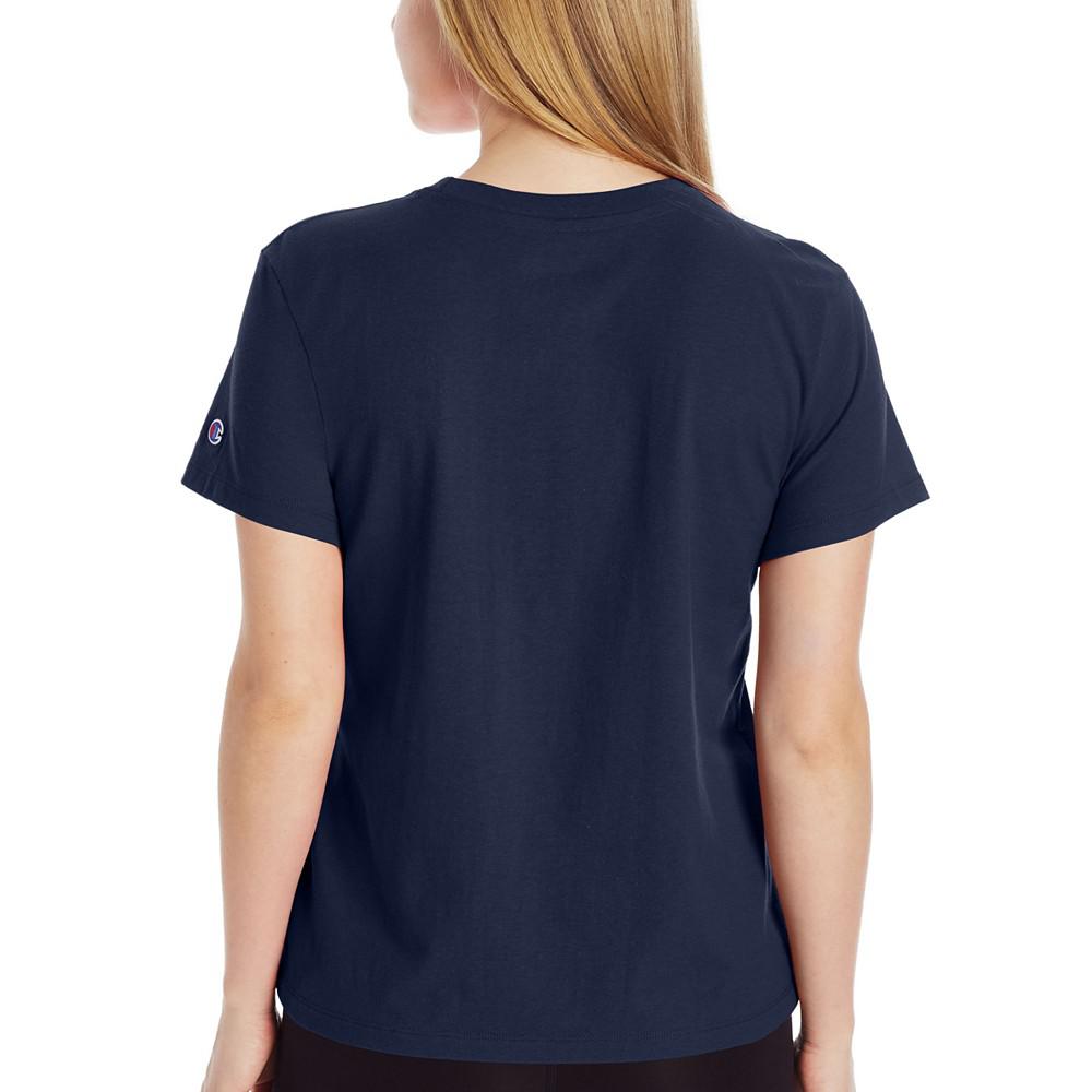 女士经典标志短袖圆领纯色刺绣T恤商品第3张图片规格展示
