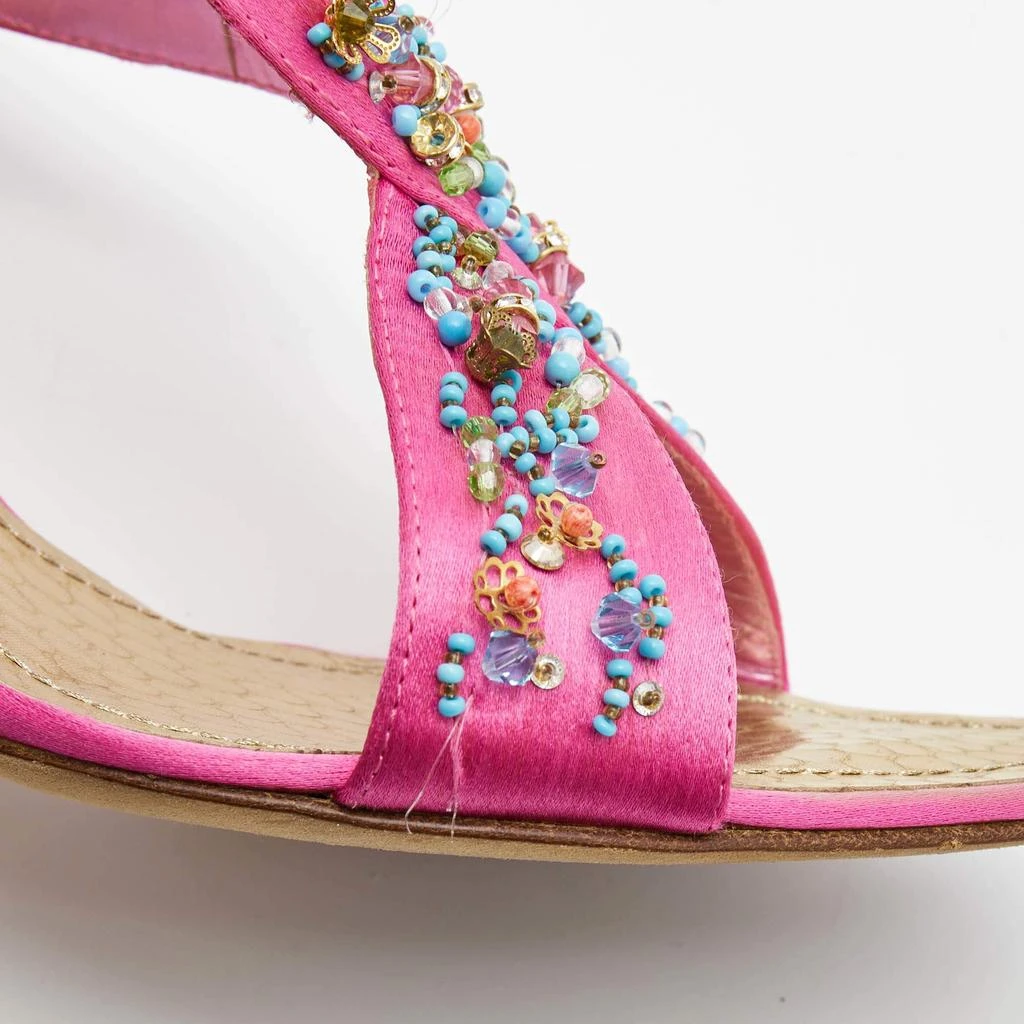 René Caovilla Pink Satin Embellished Criss Cross Ankle Strap Sandals Size 38.5 商品