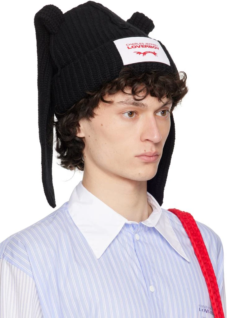 商品Charles Jeffrey Loverboy|Black Chunky Rabbit Beanie,价格¥575,第2张图片详细描述
