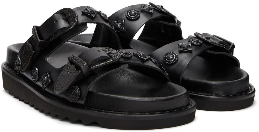 商品Toga Pulla|SSENSE Exclusive Black Leather Sandals,价格¥3506,第4张图片详细描述