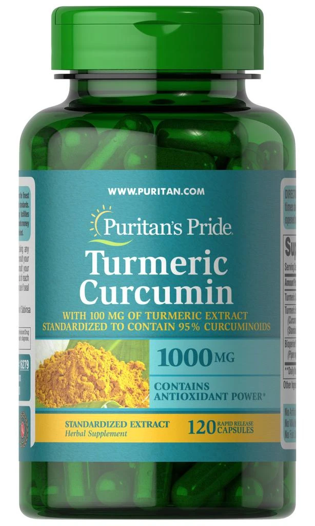 商品Puritan's Pride|Turmeric Curcumin 1000 mg 120 Capsules,价格¥332-¥664,第1张图片
