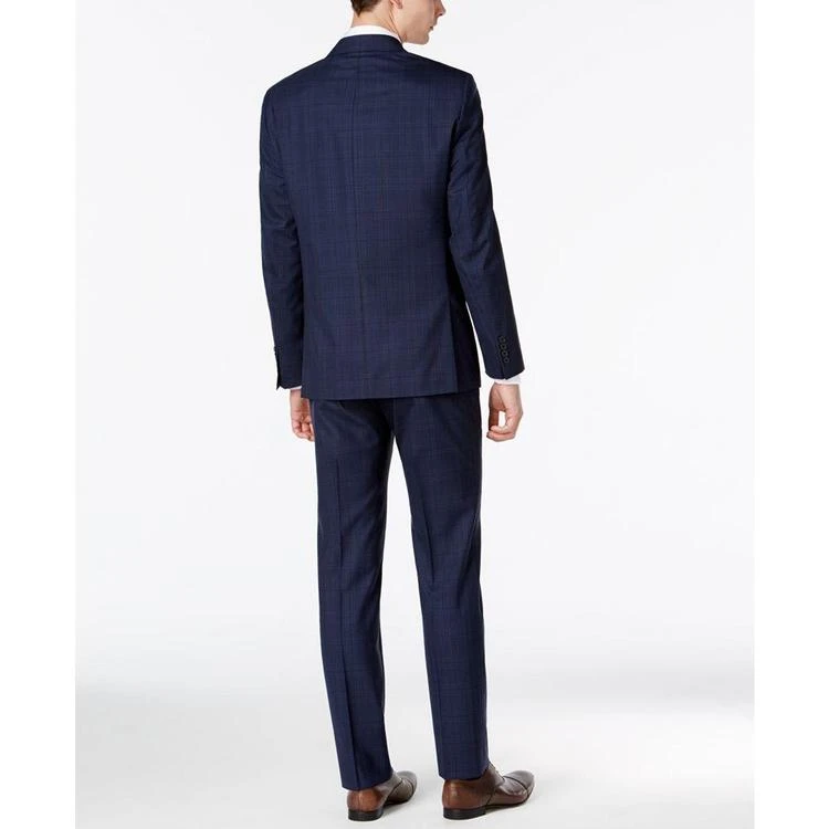 X-Fit Men's Dark Blue Plaid Slim Fit Suit 商品