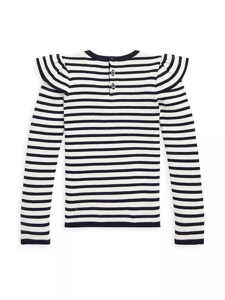 商品Ralph Lauren|Little Girl's & Girl's Stripe Ruffle-Sleeve Sweater,价格¥254,第2张图片详细描述