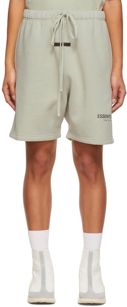 商品Essentials|SSENSE Exclusive Green Fleece Sweat Shorts,价格¥120,第1张图片