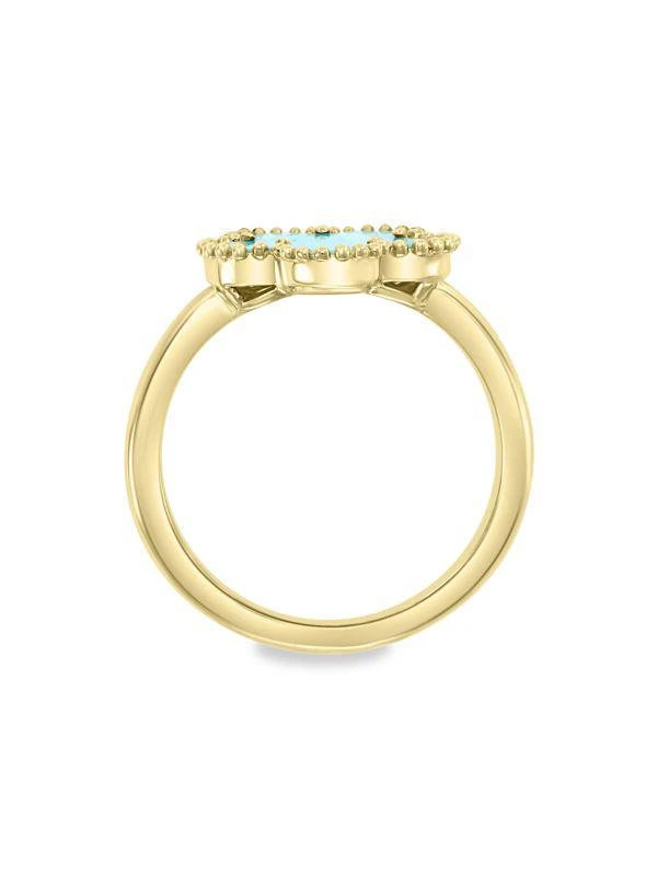 商品Effy|14K Yellow Gold & Turquoise Floral Ring,价格¥4963,第3张图片详细描述