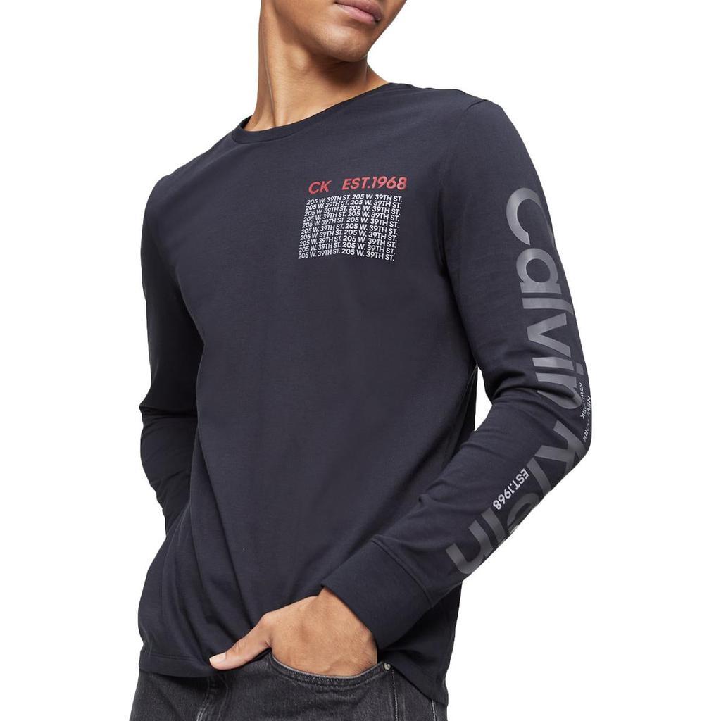 商品Calvin Klein|Calvin Klein Men's Cotton Broken Logo Long Sleeve Crewneck T-Shirt,价格¥133-¥214,第5张图片详细描述