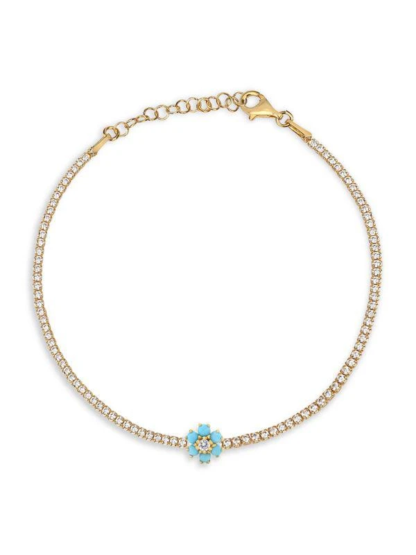 商品Gabi Rielle|Color Forward 14K Yellow Gold Vermeil & Turquiose Crystal Tennis Bracelet,价格¥623,第1张图片