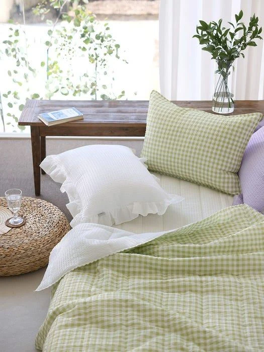 商品BELLELIFE|Gingham Check  Seersucker Comforter,价格¥1386,第2张图片详细描述