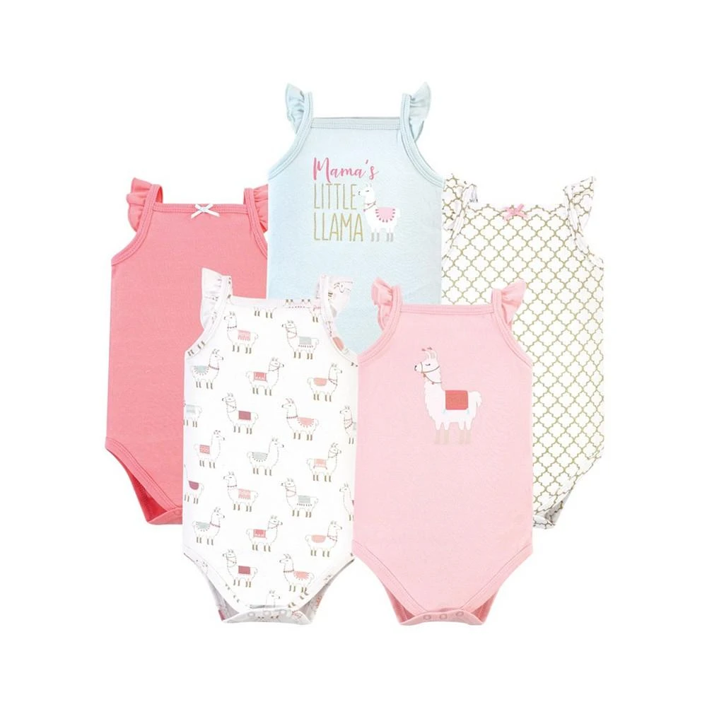 商品Hudson|Baby Girls Cotton Sleeveless Bodysuits 5pk, Llama,价格¥203,第1张图片