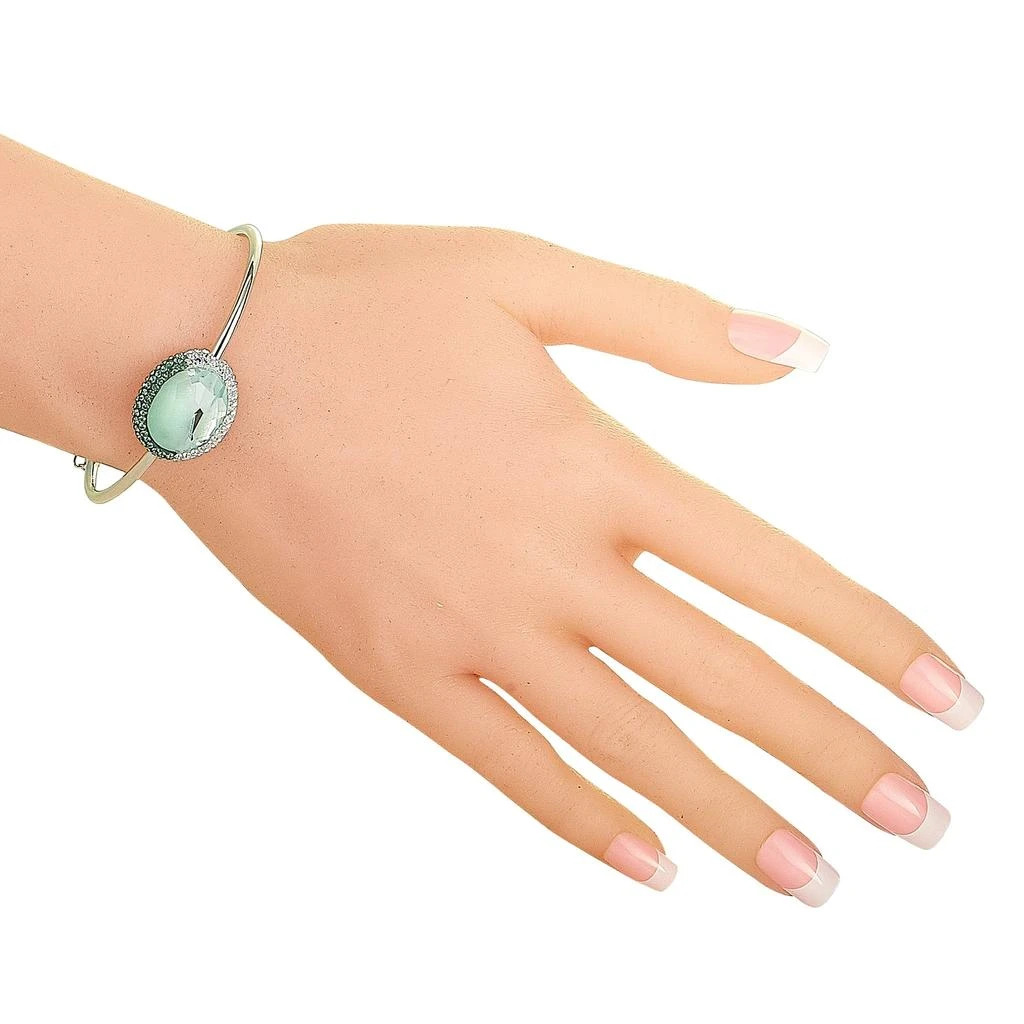 商品Swarovski|Swarovski Rhodium-Plated Stainless Steel Green and Clear Crystals Bangle Bracelet,价格¥572,第1张图片