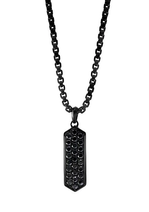 商品Effy|Mens Black Spinel Sterling Silver Pendant Necklace,价格¥2239,第1张图片