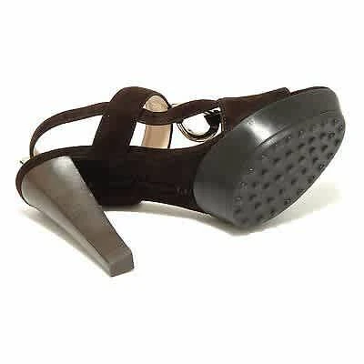 商品Tod's|Tods Womens Suede Sandal Dark Brown, Brand Size 40 ( US Size 10 ),价格¥1322,第1张图片