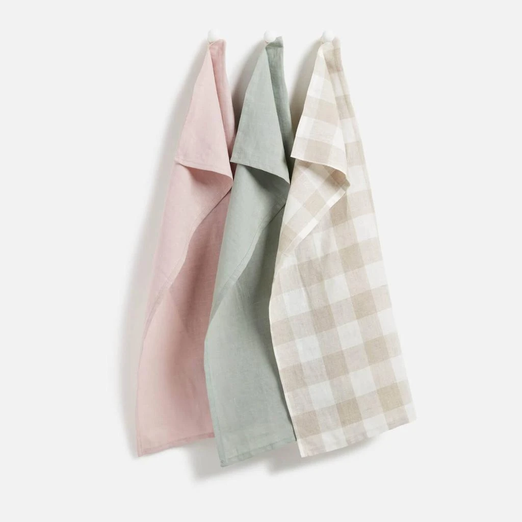商品in homeware|ïn home Linen Tea Towel - Sage, Pink, Natural - Set of 3,价格¥74,第1张图片