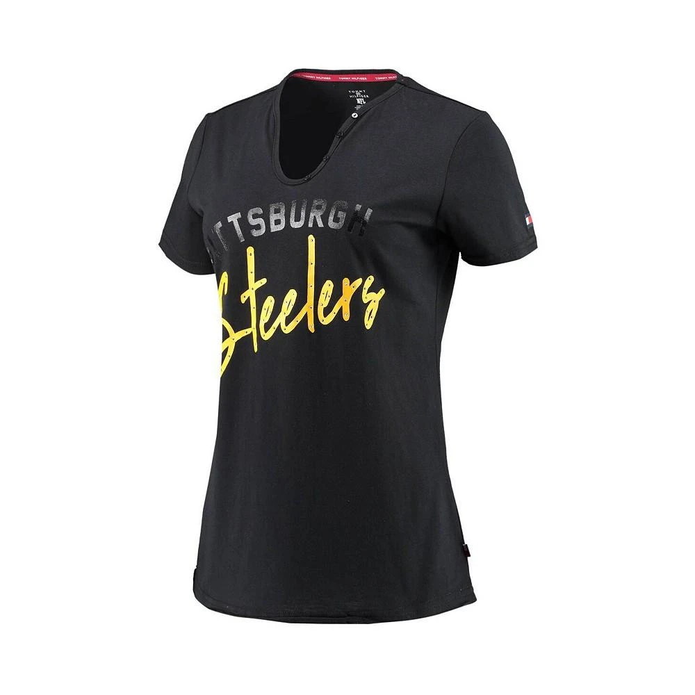 商品Tommy Hilfiger|Women's Black Pittsburgh Steelers Riley V-Neck T-Shirt,价格¥195,第2张图片详细描述