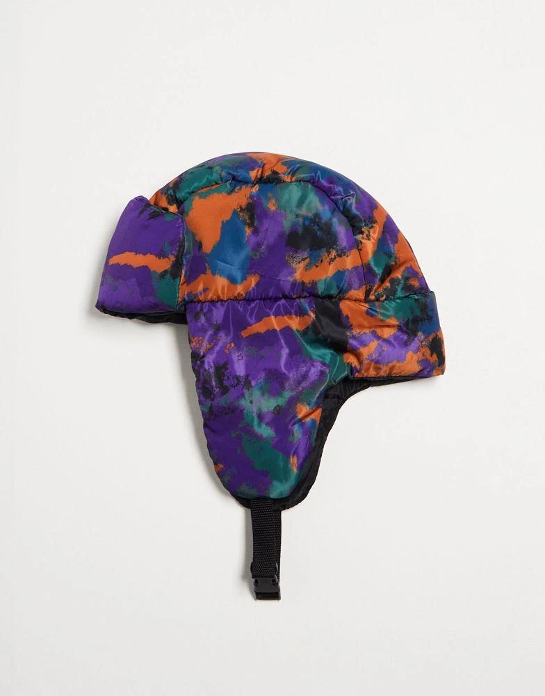 商品Reclaimed Vintage|Reclaimed Vintage unisex puffer trapper hat in camo print,价格¥120,第1张图片