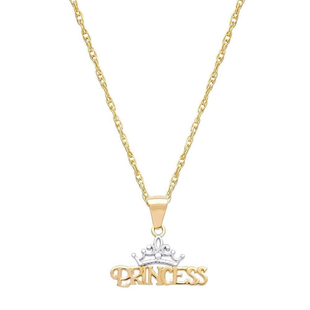商品Disney|Children's Princess Tiara 15" Pendant Necklace in 14k Gold,价格¥1015,第5张图片详细描述
