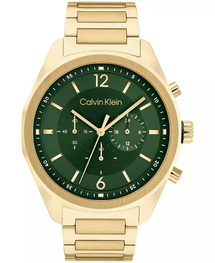 商品Calvin Klein|Men's Multifunction Gold-Tone Stainless Steel Bracelet Watch 45mm,价格¥1206,第1张图片