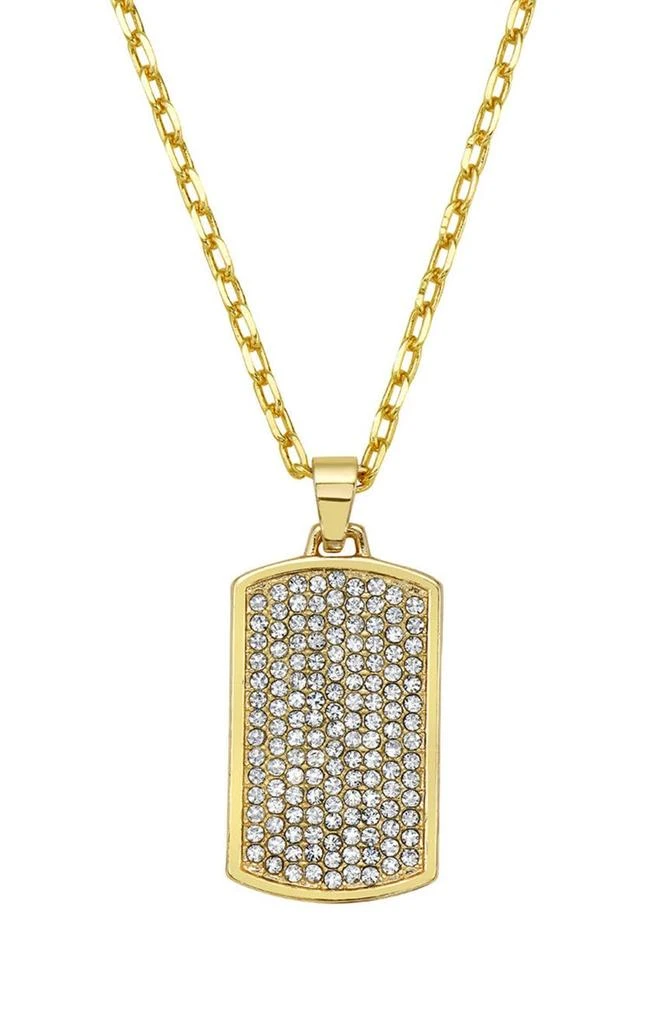 商品ADORNIA|Men's 14K Gold Plated Pavé Cubic Zirconia Dog Tag Pendant Necklace,价格¥187,第1张图片