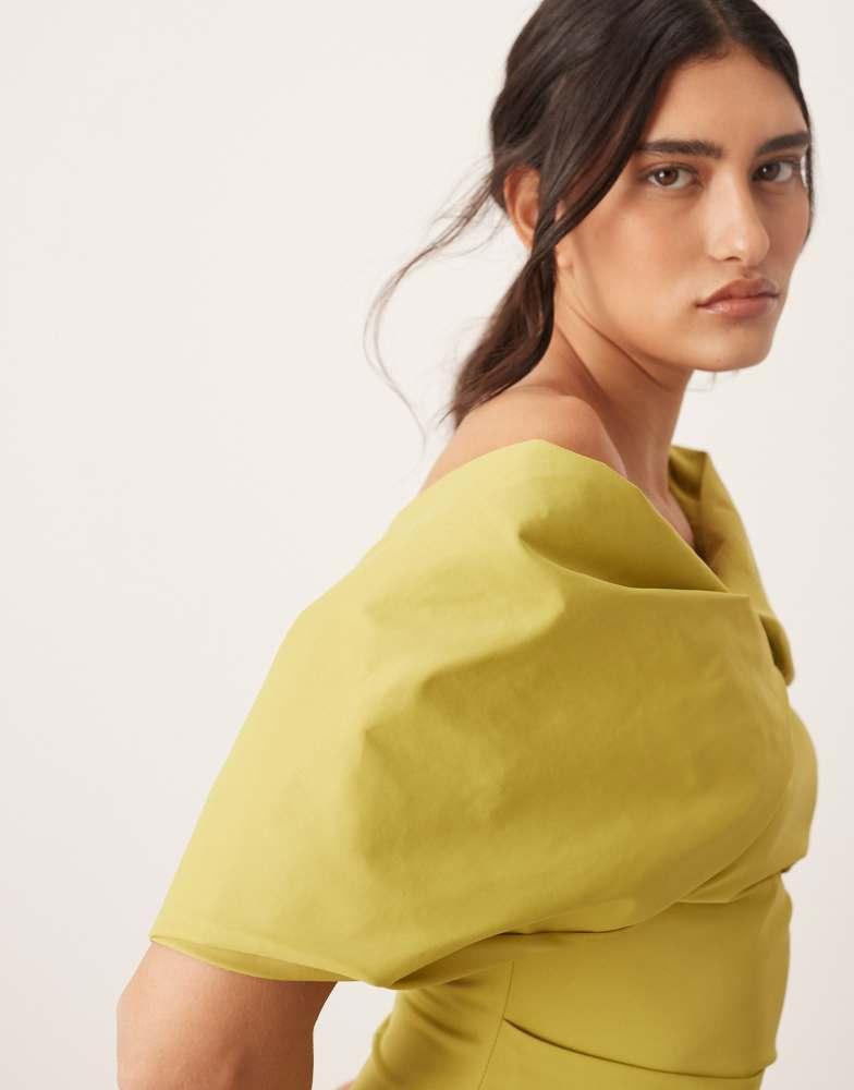 ARRANGE bardot pleat maxi dress with wrap detail in chartreuse  On Sale  Now with Up to 20% Off | Discover Exclusive Deals & Savings at BeyondStyle   Authentic ARRANGE Home|Women|Dresses with Limited-Time Discounts, Free  Shipping, and Price ...