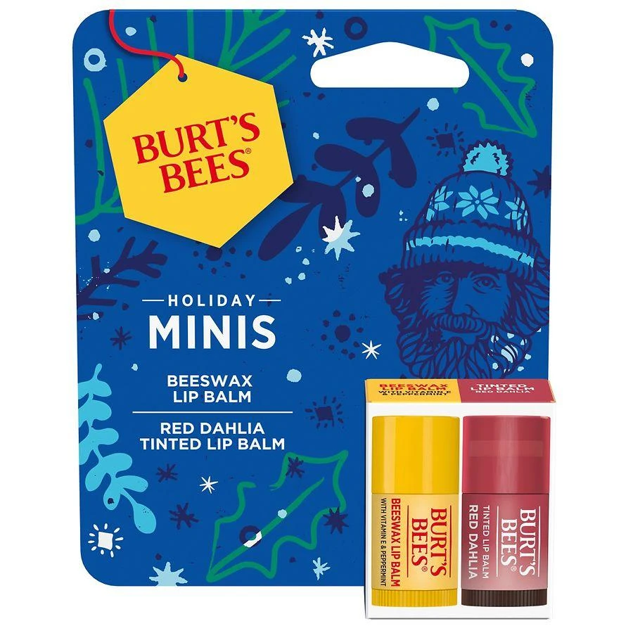 商品Burt's Bees|Lip Balm Gift Set, With Tinted Lip Balm and Lip Balm, Holiday Minis,价格¥41,第1张图片